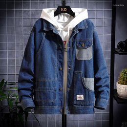 Men's Jackets Spring And Autumn Men Denim Jacket Japanese Lapel Coat Student Multiple Pockets Casual Stitching Loose Street Preppy Tide