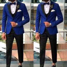 Men's Suits Slim Blazers Groom Suits For Men's Royal Blue Wedding Tuxedo Vests Formal Wear 3 PCS Slim Fit For Men334h