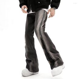 Men's Pants High Street Retro Gradient Dyed Zipper All Match Flared Jeans Y2k Harem Jogging Men Niche Trendy Hip Hop