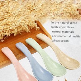 Spoons Soup Spoon Creative Household Tableware Plastic Wheat Straw Healthful Green 4pcs/set No Paint Wax