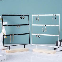 Jewellery Boxes 244466 Holes Stand Display Organiser Earrings Pendants Bracelets Holder With Wooden Base Storage Rack 230801