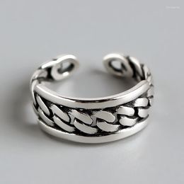 Cluster Rings Korean Designer Trendy Wave Punk Thumb Love Eternity Antique Silver Colour For Women Men Jewellery