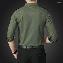 Men's Casual Shirts Mens Spring Autumn Long Sleeve Single Breasted Lapel Cargo Shirt Safari Style Slim Fit Korean Plus Size M-5XL Camisa