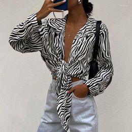 Women's Blouses Streetwear Style Long Sleeve Tops Fashion Design Zebra Pattern Casual Shirt Women Loose Black And White Striped Blouse 28161