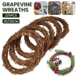 25 30cm Christmas Rattan Wreath Braided Wreath DIY Hand-Woven Grapevine Vines Wreaths Crafts for Wedding Halloween Holiday Decor Q225v