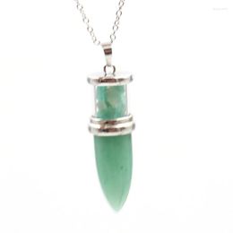 Pendant Necklaces FYSL Silver Plated Wish Bottle Green Aventurine Link Chain Necklace Tiger Eye Stone Jewellery