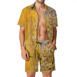 Men's Tracksuits Gustav Klimt Vacation Men Sets Portrait Of Adele Casual Shirt Set Summer Graphic Shorts 2 Piece Trendy Suit Big Size