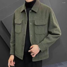 Men's Jackets Japanese Vintage Solid Corduroy CoatSpring And Autumn Fashion Casual Turn-down Collar Thin Male Streetwear S-4xl