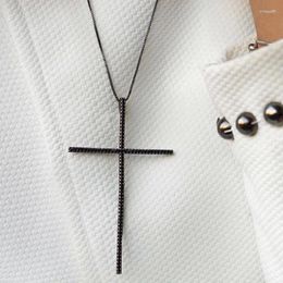 Pendant Necklaces Luxury Large Cross Necklace For Women Cubic Zircon Stone Party White Black Fashion Jewellery Accessories