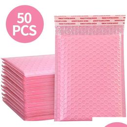 Packing Bags Wholesale Bubble Mailers Padded Envelopes Pearl 50Pcs Film Gift Present Mail Envelope Bag For Book Magazine Lined Maile Dhpur