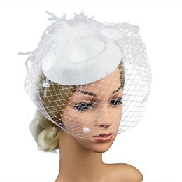 Hair clip, small top hat, bride's head flower, feather mesh, theme party, dance ball, holiday headband, headdress