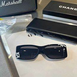 2023 luxury designer sunglasses New Hong Kong Small Fragrance Letter Kangpeng Series 22A Glasses Black Large Frame Plain Tone Sunglasses