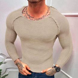 Men's Sweaters 2023 Ripped O Neck Knit Pullover Men Sweater Casual Streetwear Solid Color Long Sleeve T-shirt Vintage Patchwork Luxury