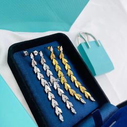 Brand luxury Wheat Designer Leaf Stud Earrings Necklaces Bracelets Bangles Rings Jewelry 18K Gold Silver Bling Shining Diamond Tassel Earings Earring Earring