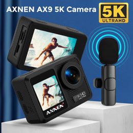 Sports Action Video Cameras Original AX9 5K Camera 4K 60fps EIS 24MP with Wireless Microphone Touch Screen Remote Control 230731