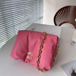 2024ss Inflatable bread Pure leather loe designer womens saddle bag hobo women cow lady box patchwork s handbags crossbody shoulder45