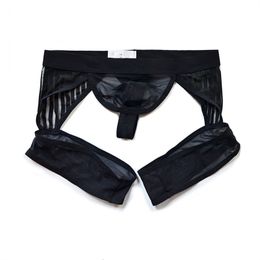 Herrgstrings Men's Underpants Underwear Sexiga herrar med män Sissy Tanga Hombre Transparent spets Jockstrap Panties String Homme Around Leg Cueca 230801