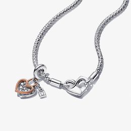 Strands Strings Real 925 Sterling Silver Necklace Heart Women's Jewelry Fashion Fit Original Snake Chain Link for love gift 230731