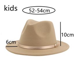 Wide Brim Hats Bucket Kids Hat Fedoras Girls Winter Women Boys Panama Jazz Caps Belt Band Cute Luxury Outdoor Decorate Baby Chapeau Femme 230801