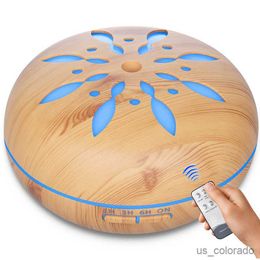 Humidifiers Bluetooth Wood Grain Aroma Diffuser Electric Air Humidifier Mini Essential Oil Aromatherapy Cool Mist Maker With Remote Control R230801