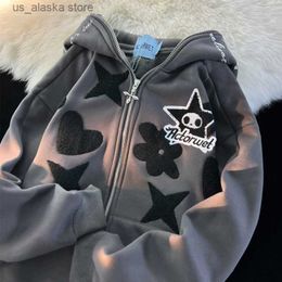 Men's Hoodies Sweatshirts Y2K Kawaii Clothes Harajuku Full Zip Up Hoodie Women Men Gothic Web Sweatshirt Hip Hop Grunge Lovers Oversized Jacket Coat New T230731