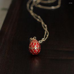 Pendants 925 Sterling Silver Faberge Egg Locket Pendant For Women Sweater Necklace Easter Party Cosplay Props Jewellery Girls Xmas Gifts