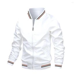 Men's Jackets Solid Colour Jacket Spring And Autumn Casual Outdoor Sports Standing Collar Hooded Zipper Shirt