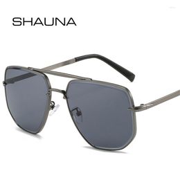 Sunglasses SHAUNA Fashion Metal Double Bridges Square Women Luxury Retro Brand Designer Gradient UV400 Punk Men Sun Glasses