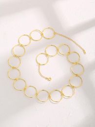 Chains Han Hao S925 Sterling Silver European And American Style Exaggerated Circle Golden Vintage Metal High-end Sense Necklace