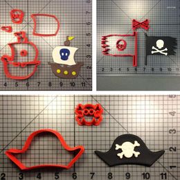 Baking Moulds Cartoon Pirate Hat Ship Flag Cutter Custom Made 3D Printed Cookie Cutters Set For Birthday Cake Tools Biscuit