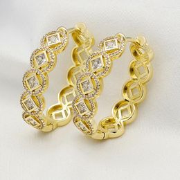 Orecchini a cerchio Donna Squisito strass Moneta di rame Orecchie forate di lusso Accessori per gioielli Regali