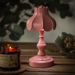 Table Lamps European Mini Nightlight Retro LED Lotus Lamp USB Charging Eye Protection Bedside For Bedroom Decor Reading Desk