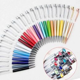 Writing Gift DIY Empty Tube Metal Ballpoint Pens Self-filling Floating Glitter Dried Flower Crystal Pen Ballpoint 27 Colour desk LL