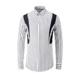 New Silk Mens Dress Shirts Luxury Long Sleeve Vertical Striped Business Casual Male Shirts Slim Fit Party Man Shirts 4XL