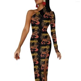 Casual Dresses The Goonies Maxi Dress One Shoulder Classic Movie Print Elegant Bodycon Street Wear Long Women Custom Vestido