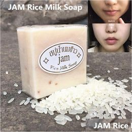 Handmade Soap Jam Rice 65G Natural Milk Oil Control Face Skin Care Treatment Bath Shower Soaps Drop Delivery Health Beauty Body Dhdjs