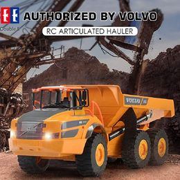 Electric RC Car Double E 1 24 RC Truck Dumper A40G crawler Tractor 2 4Ghz Radio Controlled Model Engineering Excavator Toys For Boys 230731