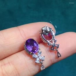 Dangle Earrings QElegant Water Drop Purple CZ For Women Luxury Bridal Wedding Jewellery Elegant Lady's Party