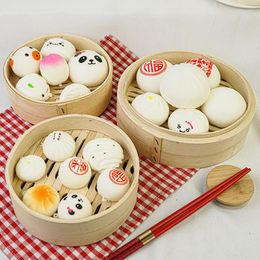 Decorative Flowers 1pc Festive Artificial Decorations Foods Soft Pu Simulation Chinese Breakfast Steamed Buns Dumpling Model Fake Display