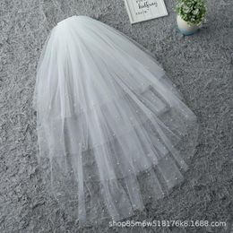 Bridal Veils Women Tulle Veil Pearl Wedding With Hair Comb For Bride Flower Girl Party Pography 4 Layer