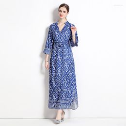 Casual Dresses Formal Occasion Women 2023 Fashion Printing Long Dress Elegant Short Sleeve Female Birthday Party Summer Outfits