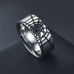 Men' Rings Homme Titanium Steel Ring for Men Spider's Web Oil Drop Punk Fashion Jewellery Accessories Gift Wholesale