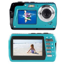 Sports Action Video Cameras 4K Waterproof Digital Camera Underwater 5M Dual Display 30fps for Snorkelling Swimming 230731