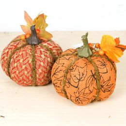 Decorative Flowers 5.5" Thanksgiving Day Autumn Season Decorations Pumpkin Foam Line Knitting Fabric Ornaments Party Festival Supplies