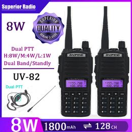 Walkie Talkie Baofeng UV 82 8W FM Radio Comunicado 1PCS 2PCS Dual Band For Hunting CB Ham Radios Long Range UV 5R UV 16 230731