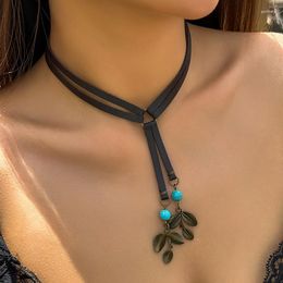 Choker 2023 Natural Stone Pendant Necklace Irregular Turquoises Charms Boho Rope Chain Necklaces For Women Men Fashion Jewelry Gift