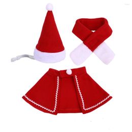 Dog Apparel Pet Christmas Accessories Cloak Hat Scarf Set Cat Neck Festival Clothing Holiday Attire