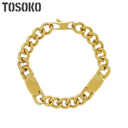 Charm Bracelets TOSOKO Stainless Steel Jewellery Exaggerated Heavy Work UButton Hand Chain Geometric Decoration BSE219 230801