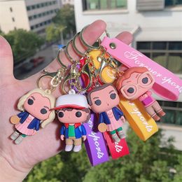 Cute Anime Keychain Charm Key Ring Fob Pendant Lovely Stranger Things Doll Couple Students Personalised Creative Valentine's Day Gift A8 UPS