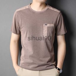 Men's T-Shirts MLSHP Cotton Summer Men's T-shirts High Quality Short Sleeve Solid Color Round Collar Casual Man Tees One Pocket Man T-shirt 3XL J230731